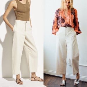 Vince WOMENS High Waist UTILITY CARGO PANTS 6 BEIGE FLAX Cotton Linen Utility